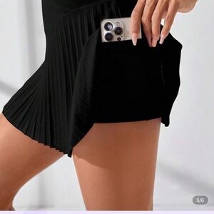 Black Pleated Skort with Pocket